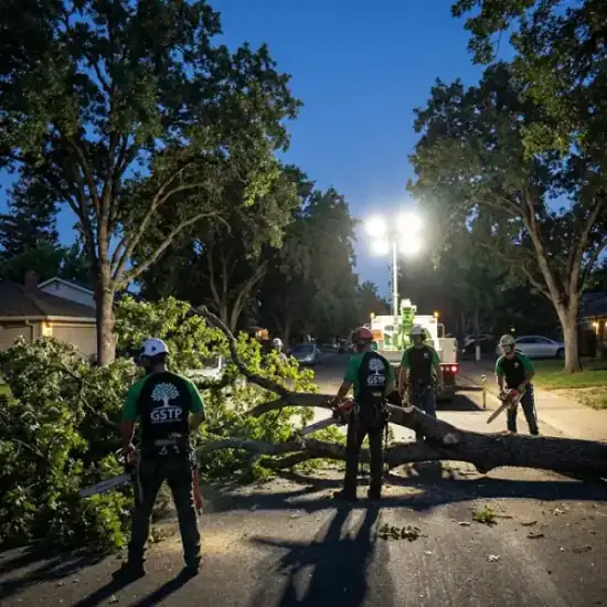 Emergency night tree removal in Atlanta after a storm